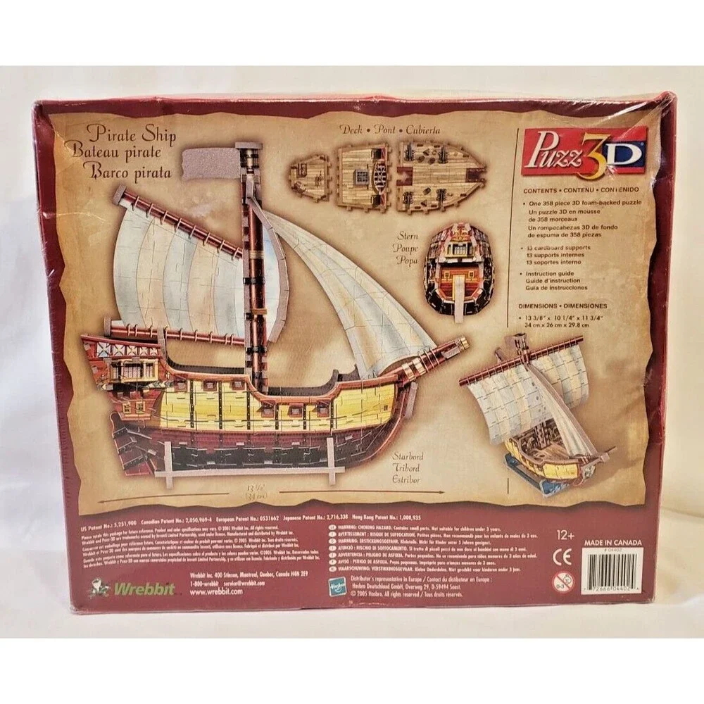 Wrebbit PUZZLE 3D PIRATE SHIP GLOWS IN THE DARK - 358 PIECES (#04402)